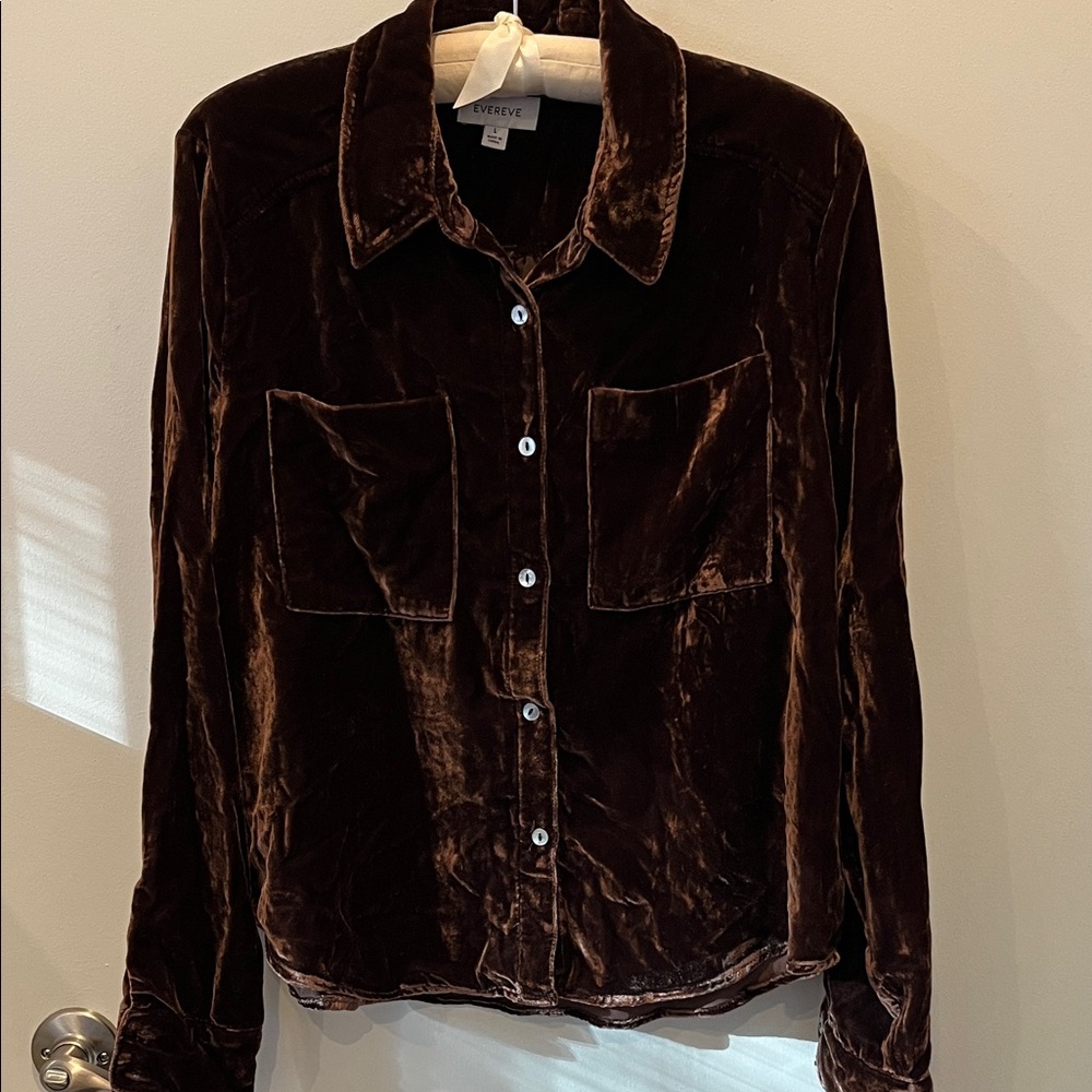 Evereve Chocolate Velvet Shirt